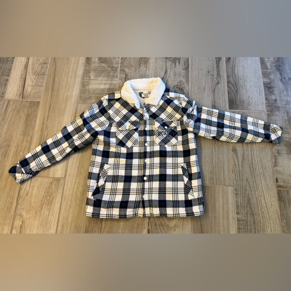 Hurley Black and White Plaid Shacket